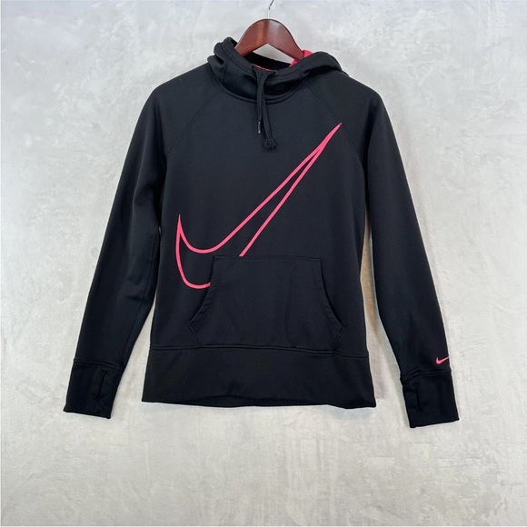 Nike Black Hoodie with Vibrant Pink Logo - Picture 2 of 10